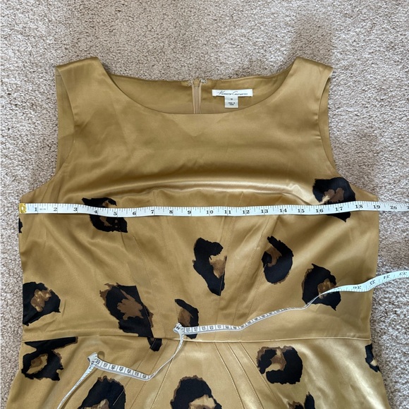 Kenneth Cole NY Leopard Print Sheath Dress Size 12 Gold Black Cocktail Party - Picture 7 of 9